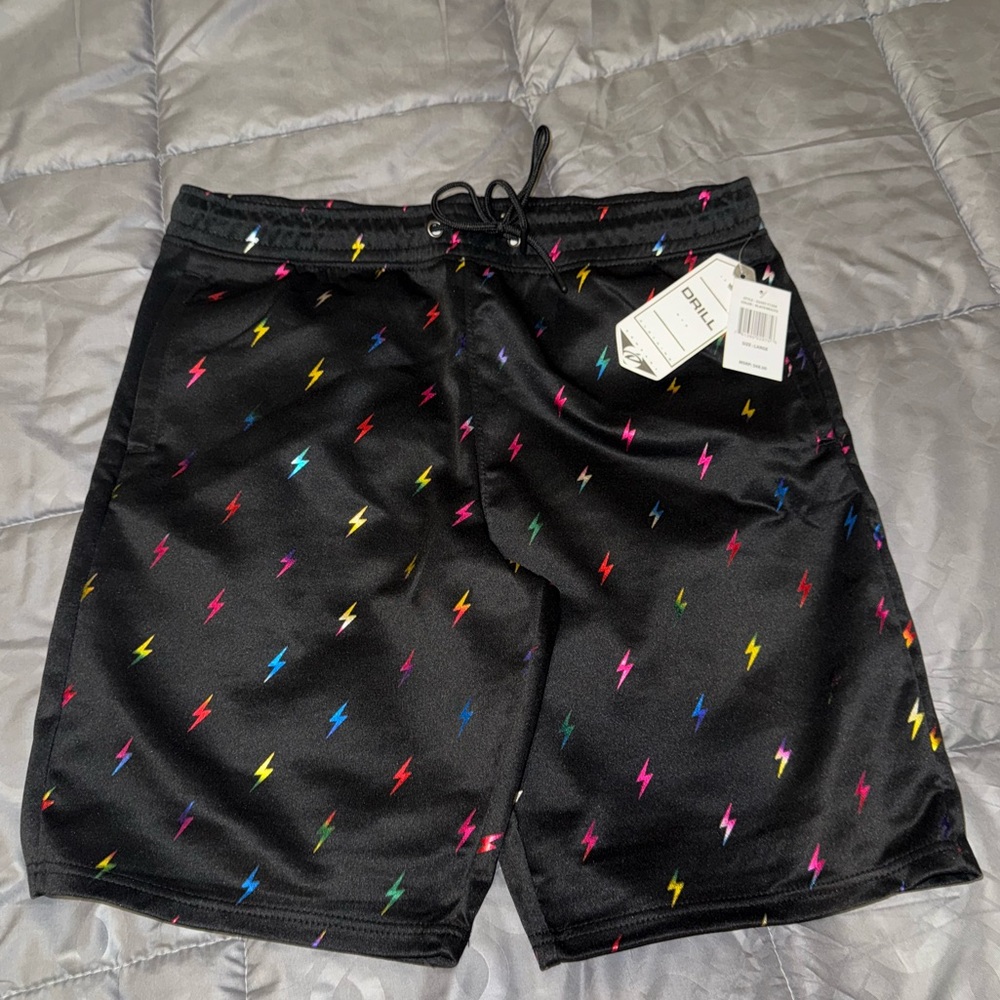 Black Lightning Bolt Shorts